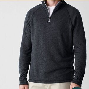 Faherty Grey Cloud Cotton Quarter Zip Pullover Medium